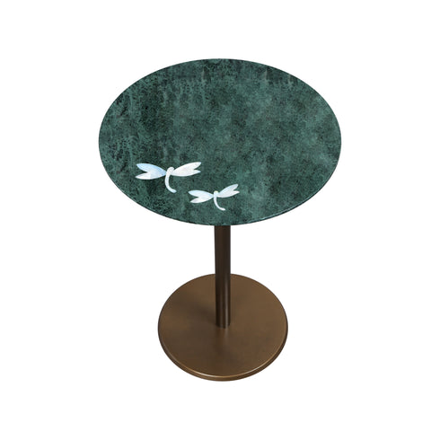 Green Marble and Abalone Shell Accent Table